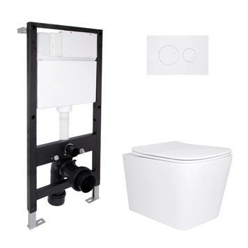 Готове рішення Qtap для ванної кімнати: підвісний унітаз Tern Ultra Quiet 525x345x360 + комплект інсталяції Standard (кругла клавіша White) SD00057686 фото