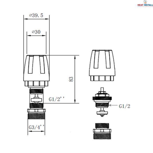 Кран термостатичний SD Forte 1/2"х3/4" для колектора SFE009 SD00021202 фото