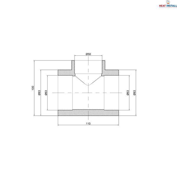Трійник PPR Thermo Alliance 63х50х63 SD00029373 фото