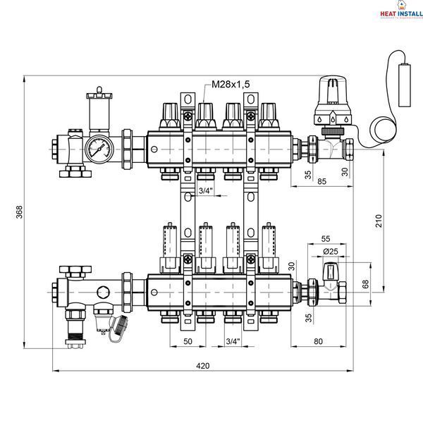 Колекторна група Icma 3/4" 4 виходи, з витратоміром №A3K013 SD00032796 фото