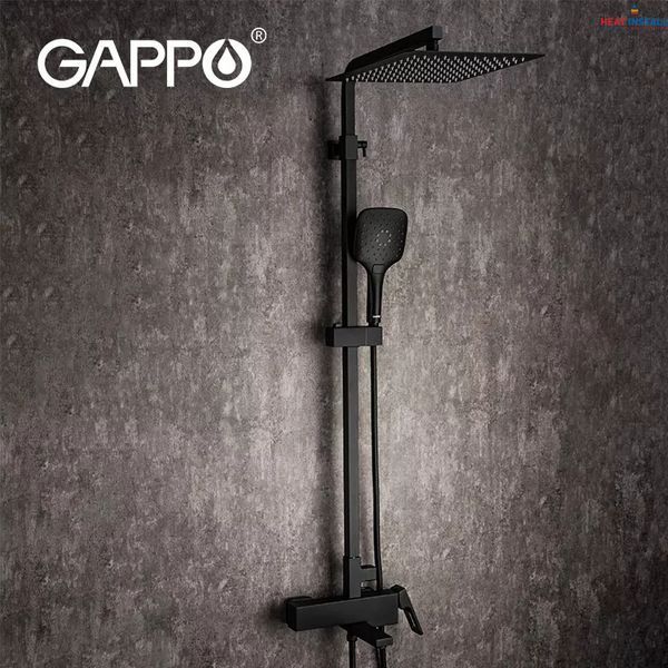Душова система GAPPO G2417-60 термостат, вилив - перемикач на лійку, чорний 1043364 фото