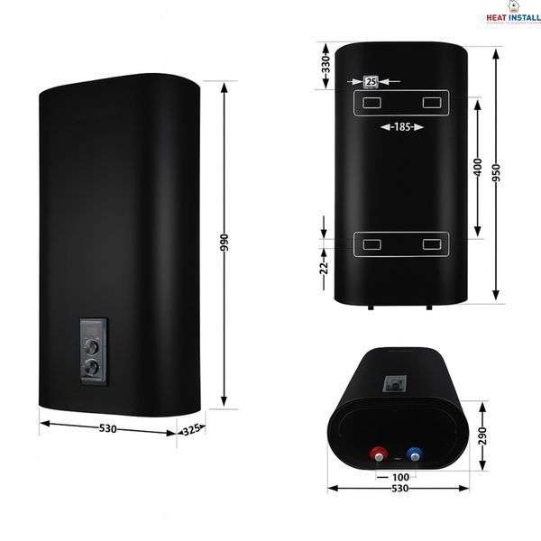 Водонагрівач електричний Thermo Alliance 80 л, Black, плоский, вертикальний, сухий ТЕН 2 кВт (0,8+1,2) DT80V20GPDD2B SD00054043 фото