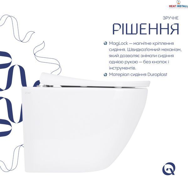Унітаз підвісний Qtap Robin ML Ultra Quiet 490x365x325&nbsp;мм, з сидінням Soft-close MagLock, White QTROBML26W49621 SD00055745 фото