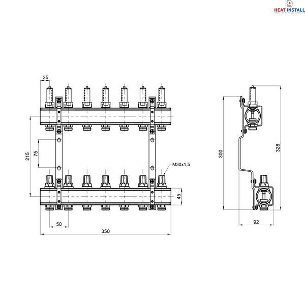 Колектор з витратомірами Thermo Alliance Forte 1" 7 виходів SF001W7 SD00039946 фото
