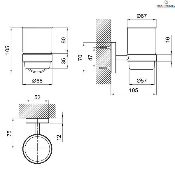 Склянка з тримачем Lidz Oreo 0401 настінний (матове скло) LDORE0401CRM22163 Chrome SD00028260 фото