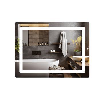 Дзеркало Lidz Kubis (KU2) 800х600 з LED-підсвічуванням Touch, з антизапотіванням, з димером, рег. яскравості LD78LF904806048446 SD00054570 фото