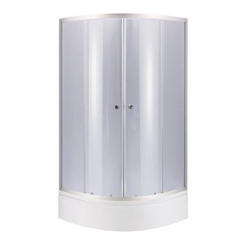 Душова кабіна Latwa SC90x90.SAT.MID.GR полукругла, скло тон. 4 мм + Душовий піддон KAPIELKA ST90x90x26, з панеллю Lidz SD00050782 фото
