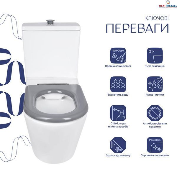 Унітаз підлоговий Qtap Freedom інклюзивний Rimless безобідковий з сидінням Soft-close WHITE QT22226098W SD00052583 фото