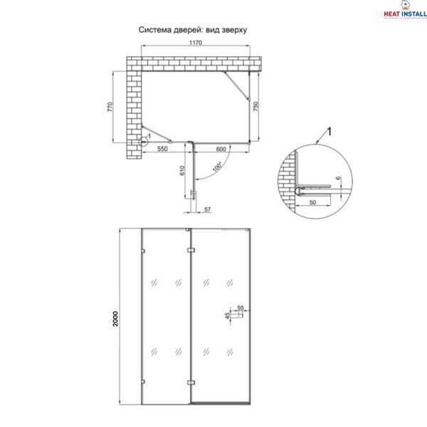 Душова кабіна Qtap Capricorn BLA10128RC6 120x80 см, скло Clear 6 мм, покриття CalcLess без піддона SD00045262 фото