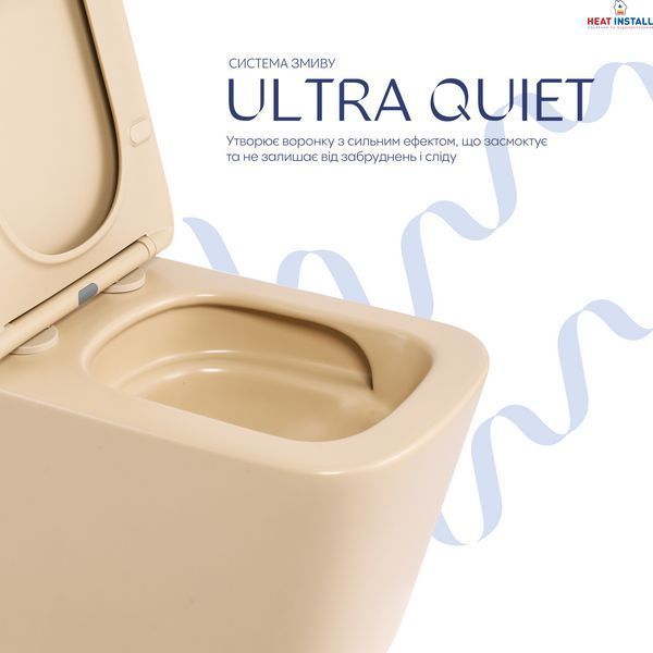 Унітаз підвісний Tern Ultra Quiet 490&times;365&times;325&nbsp;мм, Beige, з сидінням Slim Duroplast / Soft-close / Quick Release QT17332303ASSB Qtap SD00054290 фото