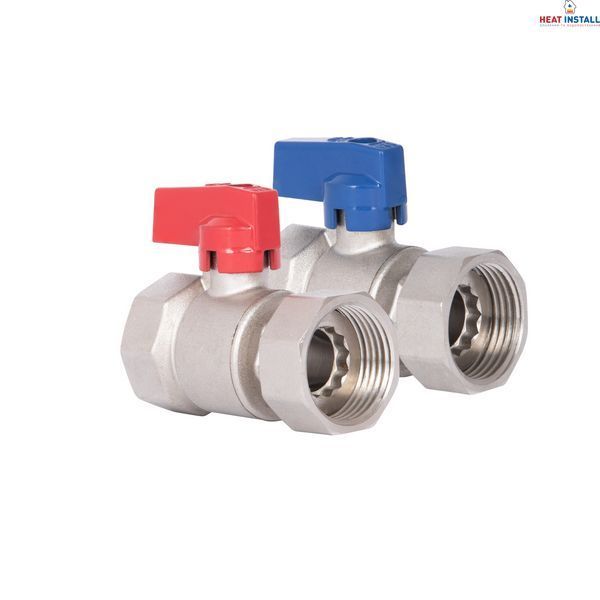 Комплект кранів кульових Thermo Alliance Standart 1"ВВ прямий з накидною гайкою TAS262RBW25 SD00054733 фото