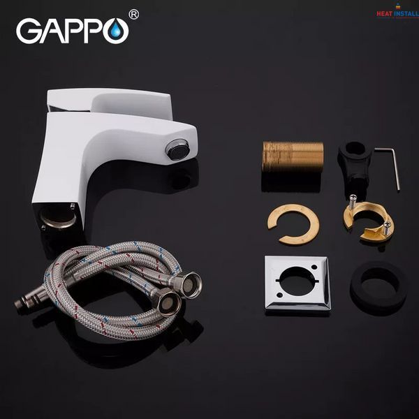 Змішувач для умивальника GAPPO G1007-7, білий/хром 1033987 фото