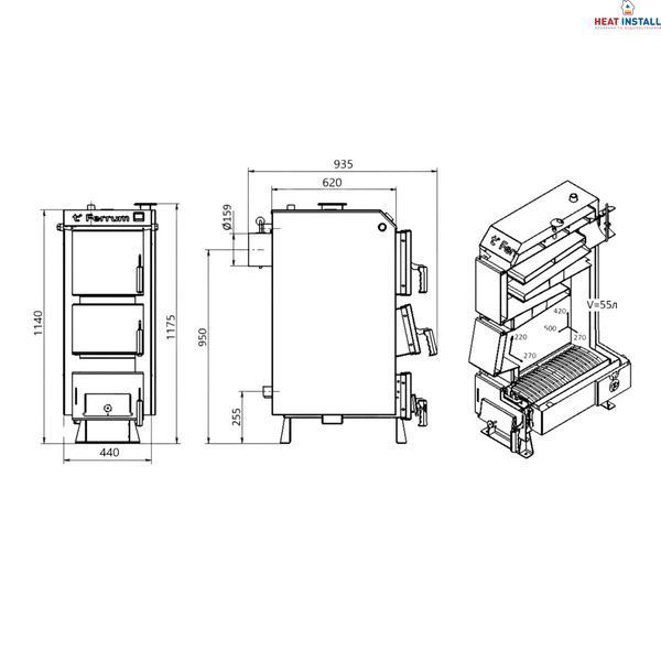 Котел твердопаливний сталевий Thermo Alliance Ferrum V 4.0 FSF 16 SD00051316 фото