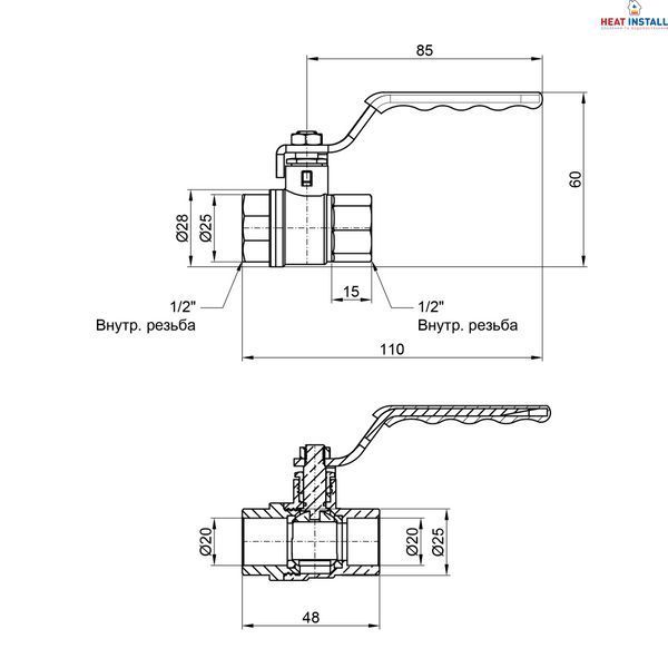 Кран кульовий Thermo Alliance Standart 1/2" ВР для води (важіль) SD600NW15PN40 SD00021326 фото