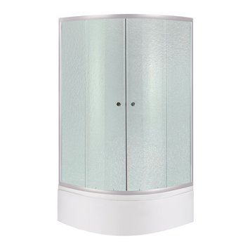 Душова кабіна Latwa SC90x90.SAT.HIGH.FR полукругла, скло Frost 4 мм + Душовий піддон KAPIELKA ST90x90x41, з панеллю Lidz SD00050783 фото
