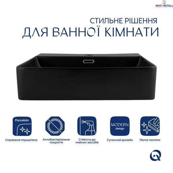 Раковина Qtap Nando LT 500х420х130 Matt black QT12116146AMB SD00052920 фото