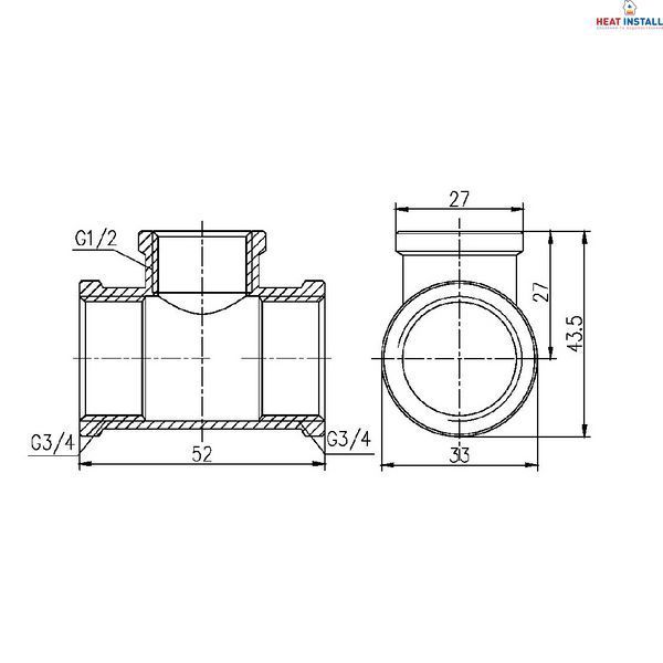 Трійник редукційний Thermo Alliance Forte 3/4"х1/2"х3/4" ВВ SF362201520 SD00002678 фото