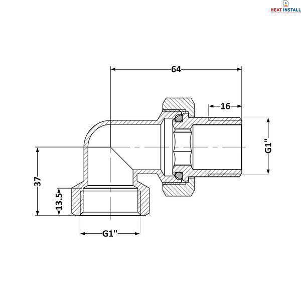 Згін-американка Thermo Alliance Standart 1"ВЗ нікель, кутовий TAS191W25 SD00053408 фото