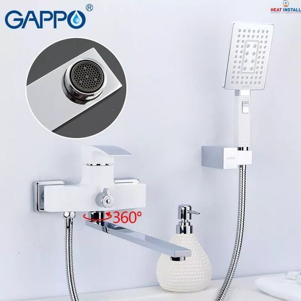 Змішувач для ванни GAPPO G2207-7, білий/хром 1033988 фото