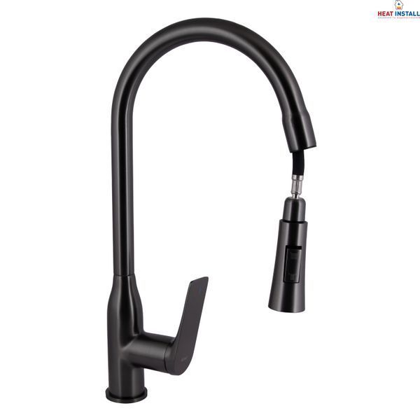 Змішувач для кухні Qtap Vlasta New з висувним виливом QTVLA344GMB45647 Gunmetal Black PVD SD00051771 фото