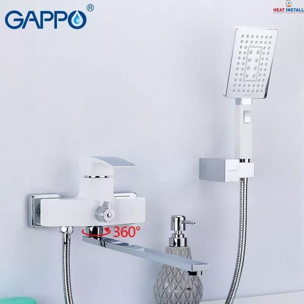 Змішувач для ванни GAPPO G2207-7, білий/хром 1033988 фото