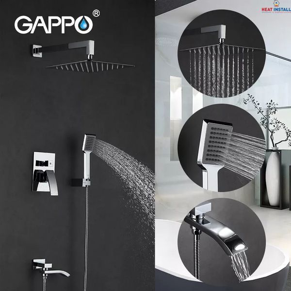 Вбудована душова система GAPPO G7107, вилив - перемикач на лійку, 3-функції, хром 1034072 фото