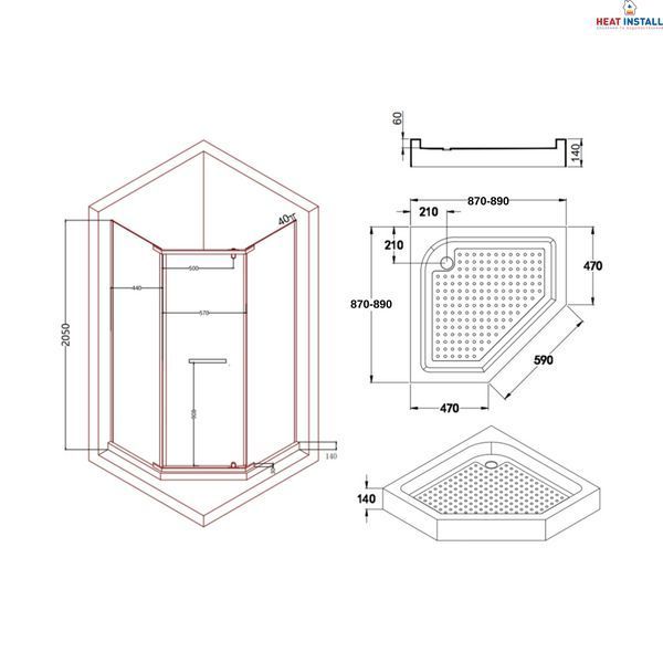 Душова кабіна Lidz Dozorca SC90x90.CRM.LOW.TR, скло прозоре 6 мм SD00039823 фото