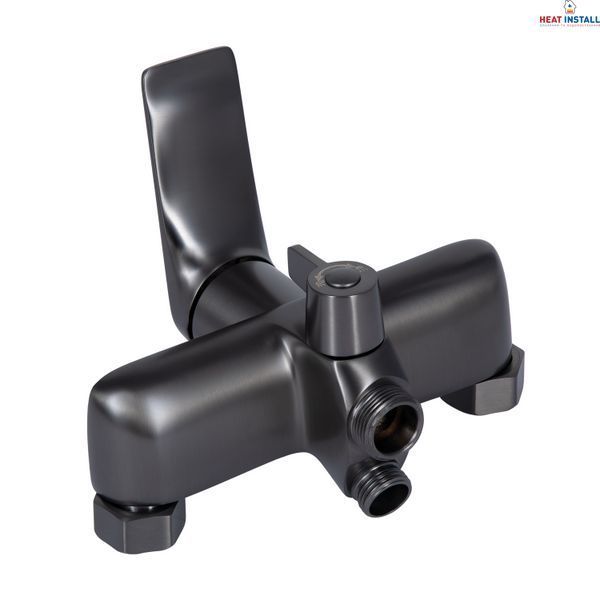 Змішувач для ванни Qtap Vlasta New з довгим поворотним виливом (з душовим гарнітуром) QTVLA260GMB45645 Gunmetal Black PVD SD00051769 фото