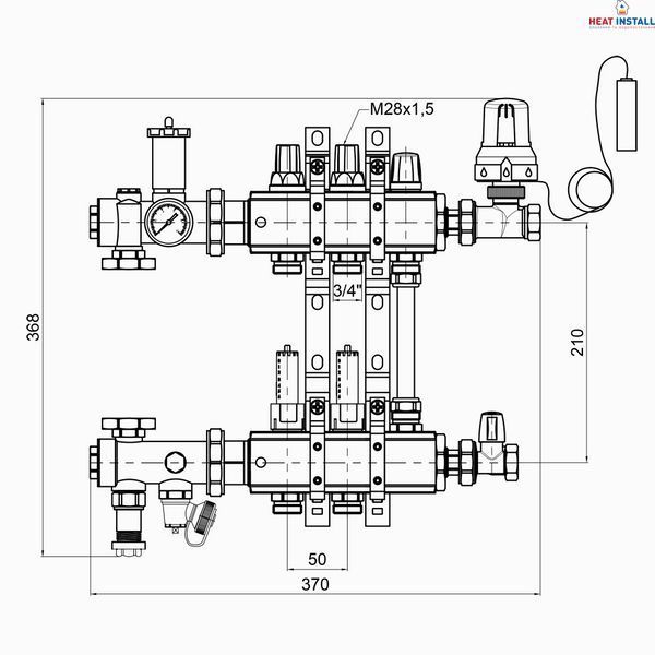 Колекторна група Icma 3/4" 2 виходи, з витратоміром №A2K013 SD00021925 фото