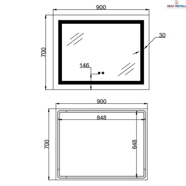 Дзеркало Lidz Kubis (KU1) 900х700 з LED-підсвічуванням Touch, з антизапотіванням, з димером, рег. яскравості LD78LF904907048451 SD00054575 фото