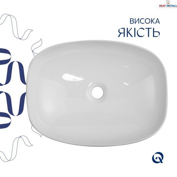 Раковина накладна Qtap Robin 500х380х140 мм, Marble, прямокутна, з донним клапаном QT04116302MR SD00054299 фото