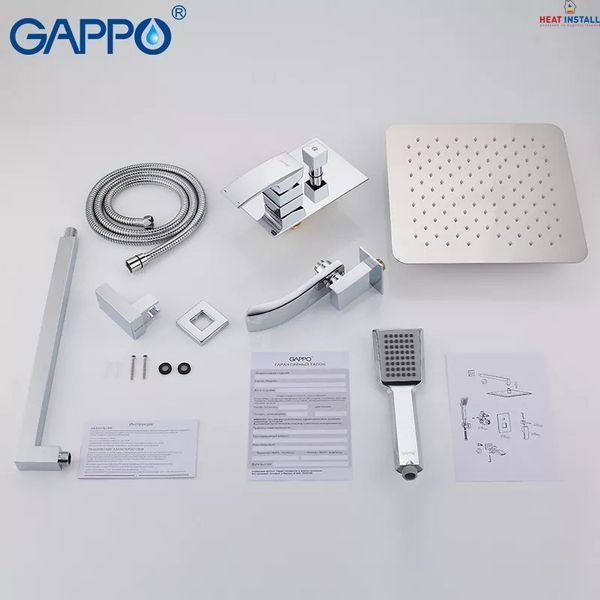 Вбудована душова система GAPPO G7107, вилив - перемикач на лійку, 3-функції, хром 1034072 фото