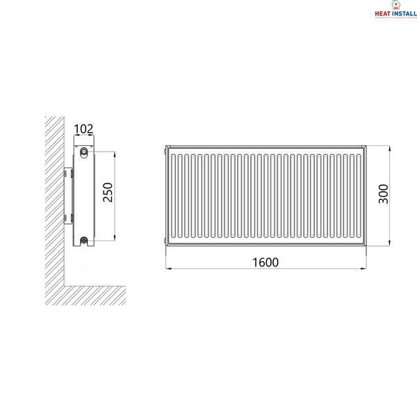 Радіатор сталевий Thermo Alliance IMAS 22 тип 300х1600 нижнє підключення 1981 Вт SD00054975 фото