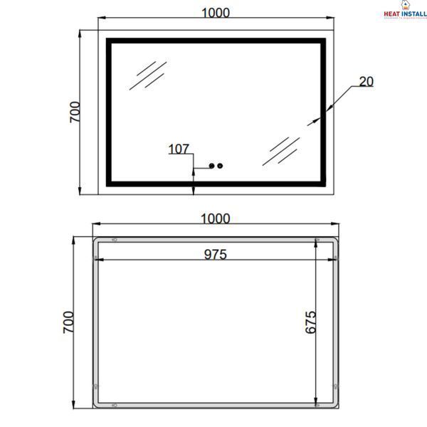 Дзеркало Qtap Mideya (MI1) 1000х700 з LED-підсвічуванням Touch, з антизапотіванням, димером, рег. яскравості QT2078NCF10070 SD00054603 фото