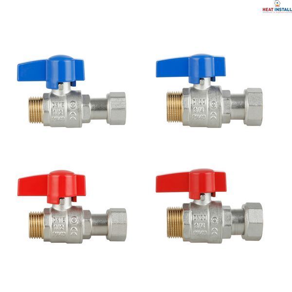 Комплект прямих кранів Thermo Alliance Standart 1/2"ВН-3/4"ВН з накидною гайкою для підключення котла TAS262RBW1520 SD00054691 фото