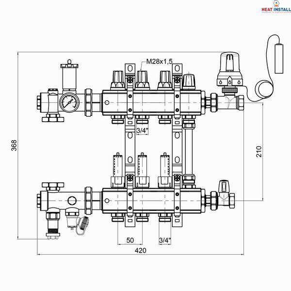 Колекторна група Icma 3/4" 3 виходи, з витратоміром №A2K013 SD00021926 фото
