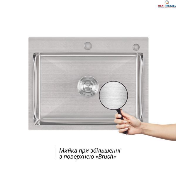 Мийка для кухні інтегрована Lidz Handmade H5845 (LDH5845BRU35384) Brushed Steel 3,0/1,0 мм SD00041488 фото
