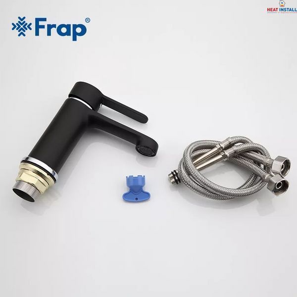 Змішувач для умивальника Frap F1042, чорний/хром 1033663 фото