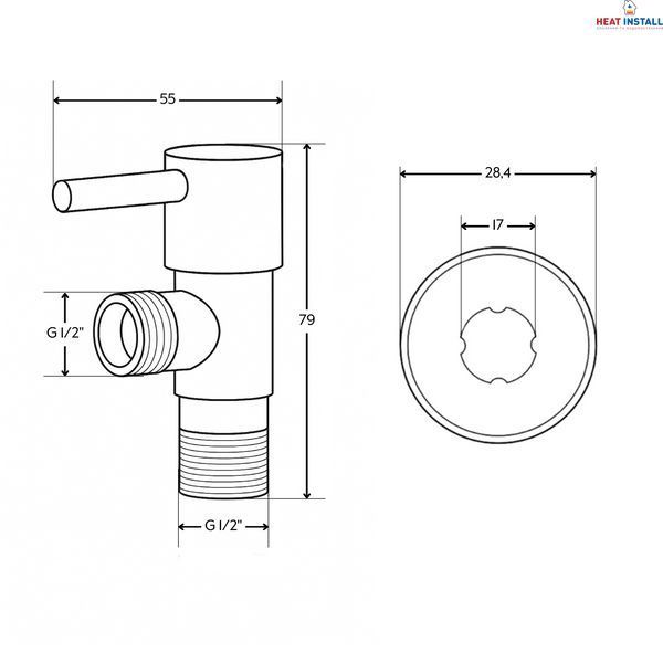 Кран кутовий Thermo Alliance Standart (ручка паличка) з керам.буксою 1/2"З х 1/2"З SF343W1515 SD00053527 фото