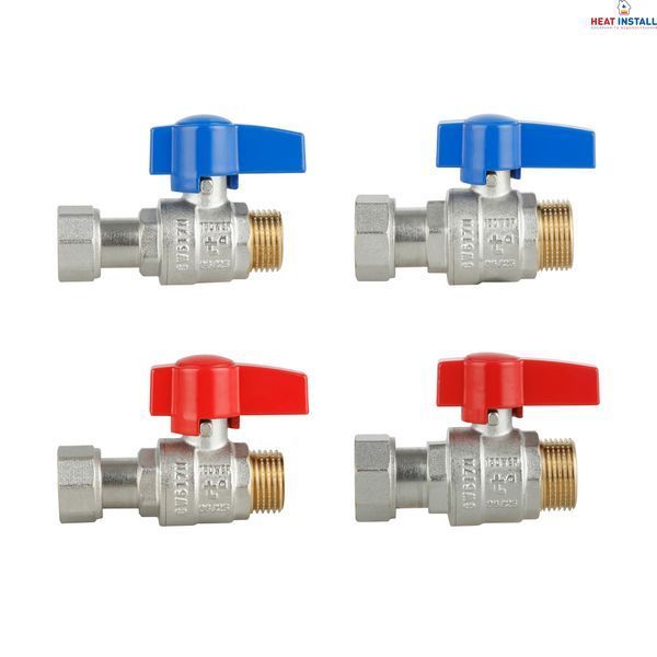 Комплект прямих кранів Thermo Alliance Standart 1/2"ВН-3/4"ВН з накидною гайкою для підключення котла TAS262RBW1520 SD00054691 фото