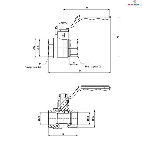 Кран кульовий Thermo Alliance Standart 1" ВР для води (важіль) SD600NW25PN40 SD00021328 фото