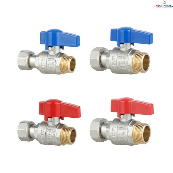 Комплект прямих кранів Thermo Alliance Standart 1/2"ВН-3/4"ВН з накидною гайкою для підключення котла TAS262RBW1520 SD00054691 фото