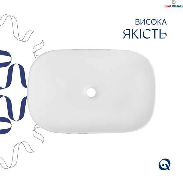 Раковина накладна Qtap Robin 600x390x150 мм, Marble, прямокутна, з донним клапаном QTROB188MR49788 SD00055912 фото