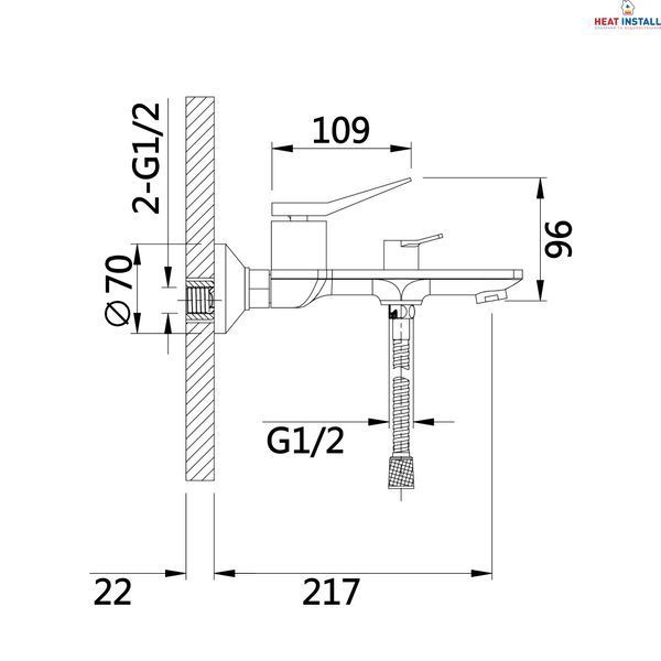 Змішувач для ванни Qtap Presto (з душовим гарнітуром) QTPRE259GRP45584 Graphite SD00051708 фото
