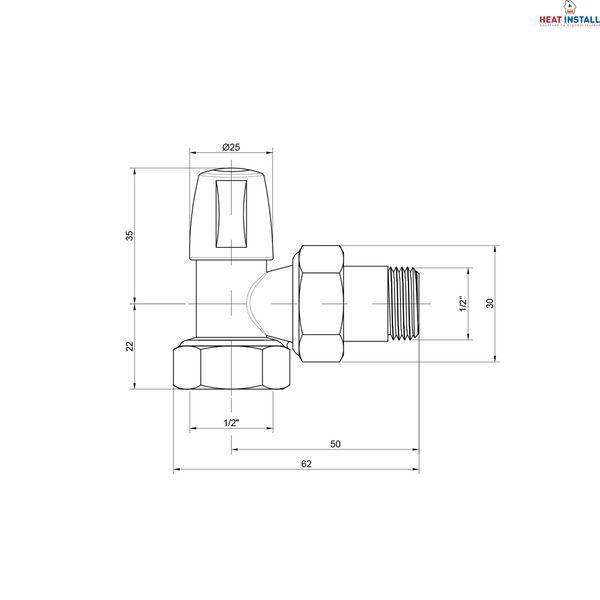 Кран радіаторний Icma 1/2" кутовий без ручки №805 SD00005552 фото