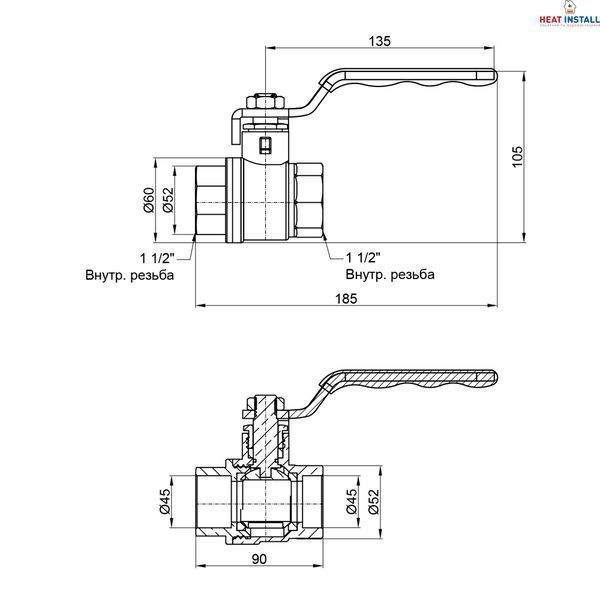Кран кульовий Thermo Alliance Standart 1" 1/2 ВР для води (важіль) SD600NW40PN40 SD00021330 фото