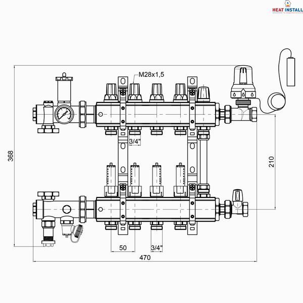 Колекторна група Icma 3/4" 4 виходи, з витратоміром №A2K013 SD00021927 фото