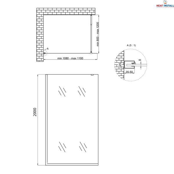 Душова перегородка Qtap Walk-In Standard CRM2011.C8 110х200 см, скло Clear 8 мм, покриття CalcLess SD00045305 фото