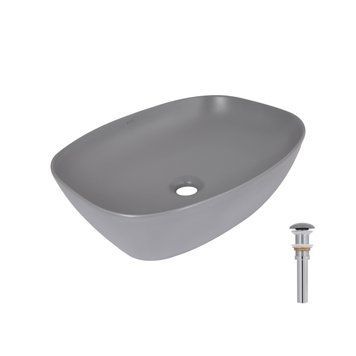 Раковина накладна Qtap Cardinal 500х380х140 мм, Stone grey, прямокутна, з донним клапаном QTCAR188SG49824 SD00055948 фото
