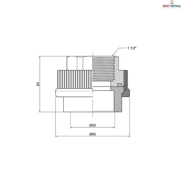 Муфта PPR Thermo Alliance 50х1" 1/2 ВР SD00029334 фото